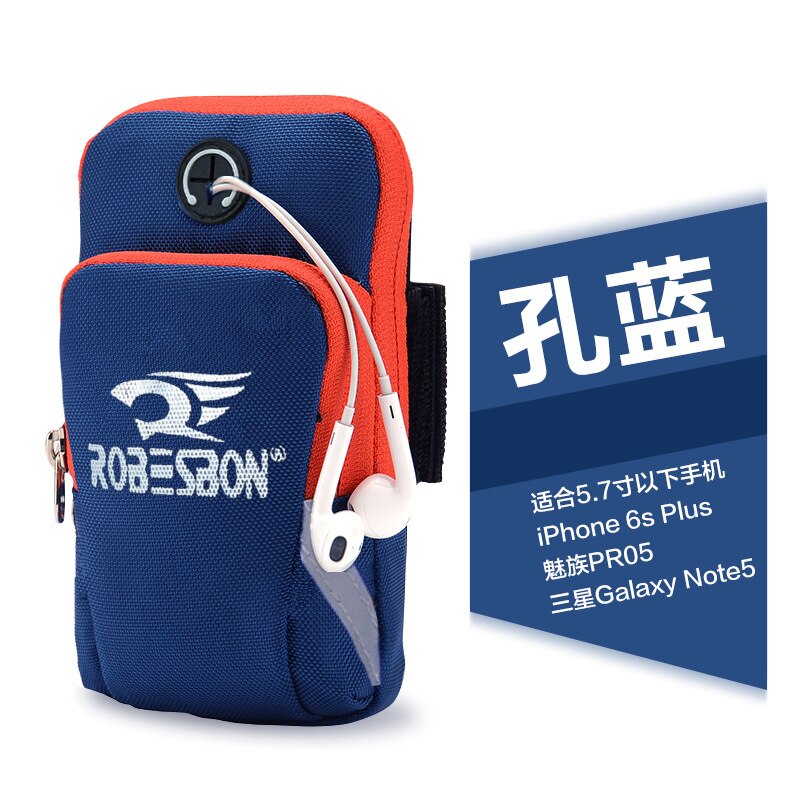 Running Mobiele Telefoon Armstrap Mannen En Vrouwen Sport Apparatuur Fitness Arm Bag Apple Rits Pols Zak: Deep Blue