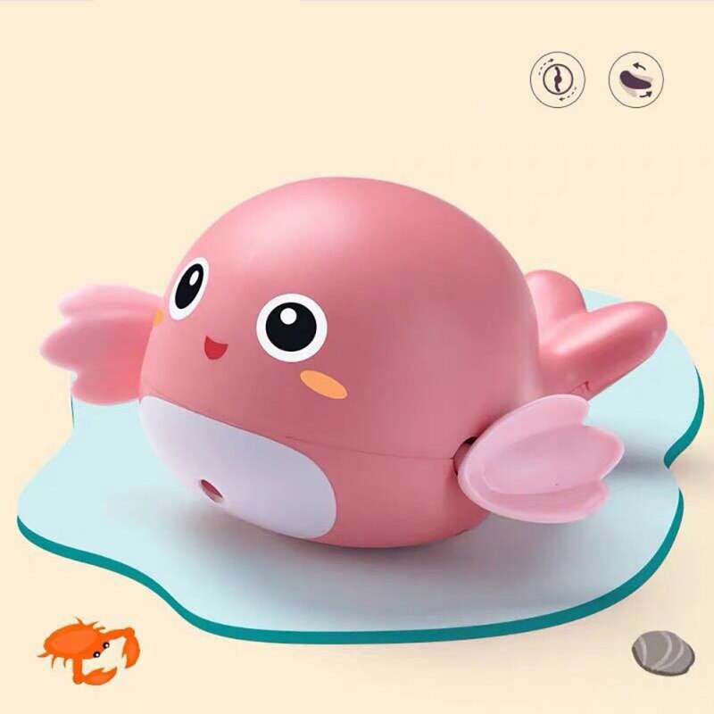 1 pc søte tegneserie delfiner klassisk baby vann leketøy spedbarn svømme fisk avviklet kjede urverk barn strand badeleker: Rosa