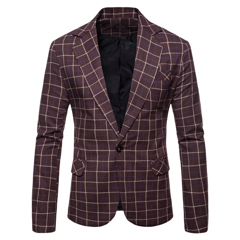 YUNCLOS Slim Fit Business Männer Anzug Blazer Klassische Plaid Gedruckt Anzug Jacke Casual Männlichen Blazer Prom Blazer