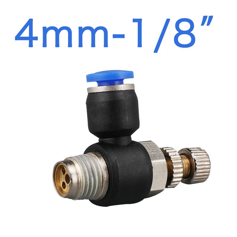 Pneumatic speed flow controller 8mm 6mm 10mm 12mm OD hose tube 1/4 "BSP 1/8" 3/8 "1/2" male Air flow limit valve: SL4-01