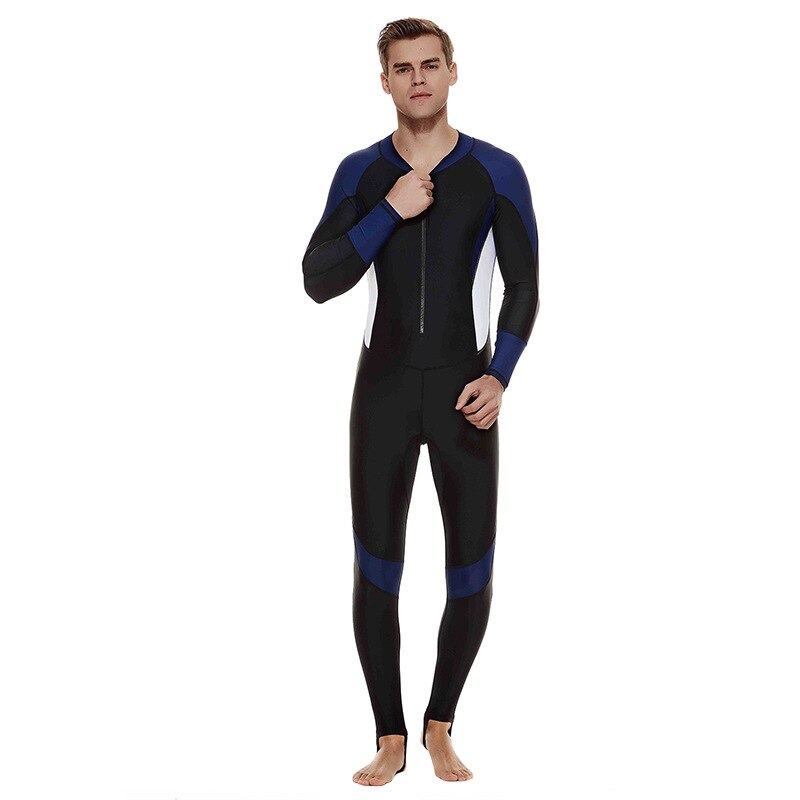 SBART Men Surfing Cloth Sunscreen Wetsuit Anti-jellyfish Lycra Quick-dry Snorkeling Swimwear Summer Beach Bathing Suit: BLUE WHITE / 4XL