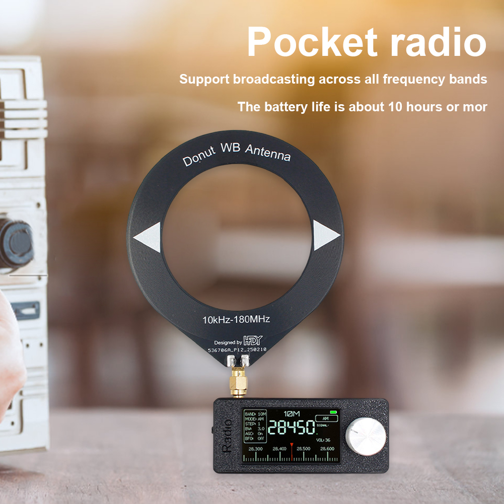 SI4732 0,5–108 MHz tragbares Radio, 1,9 Zoll IPS-Bildschirm, Taschen-Miniradio, LSB, USB, AM, FM, HF, SW, MW, VHF-Radio mit Antenne