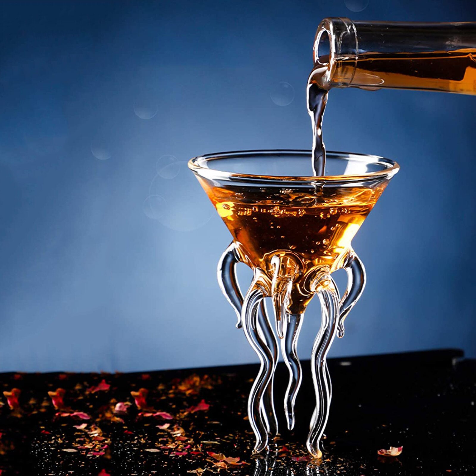 Copa de cristal creativa de tentáculos de pulpo, vaso de cristal transparente de Medusa para cóctel, whisky, champán y zumo, 130ml