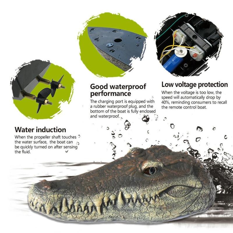 V005 RC Crocodile Head 2.4G Remote Control RC Boat... – Grandado