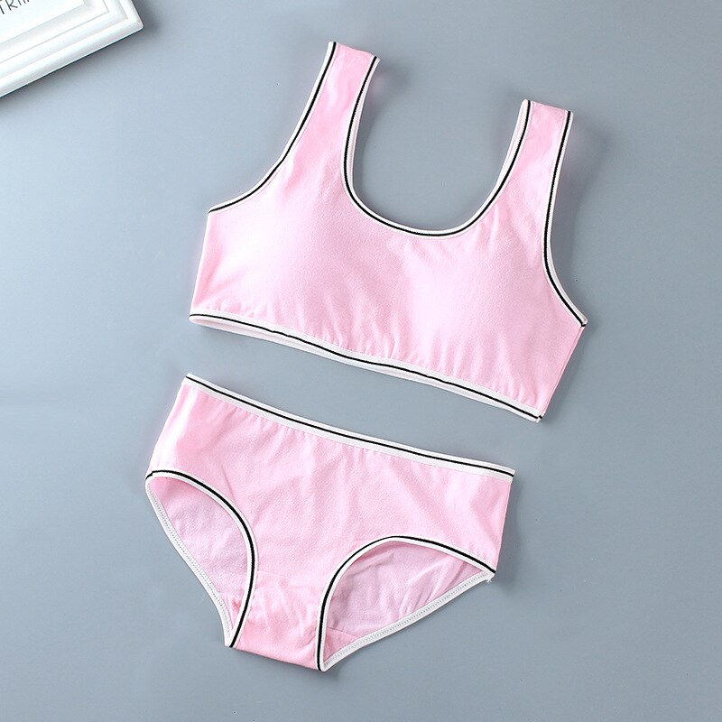 Meisjes Beha En Panty Sets 12 Jaar Oud Tiener Meisjes Padded Training Bra Dozen Kids Sport Top Slipje: Roze