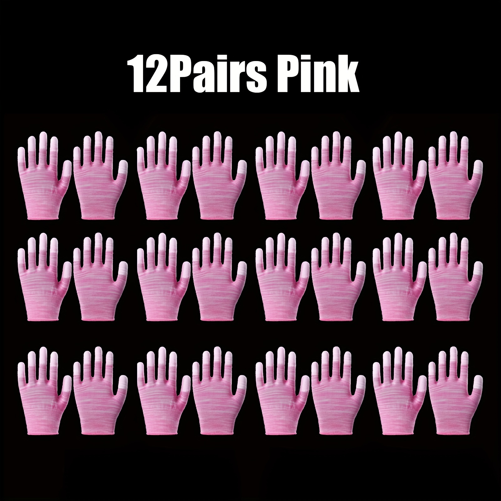 12 Paar bunte Gartenhandschuhe für Damen und Herren, beschichtete Fingerhandschuhe, PU-Nylon-Gartenhandschuhe, Outdoor-Schutzhandschuhe für die Arbeit: Grau