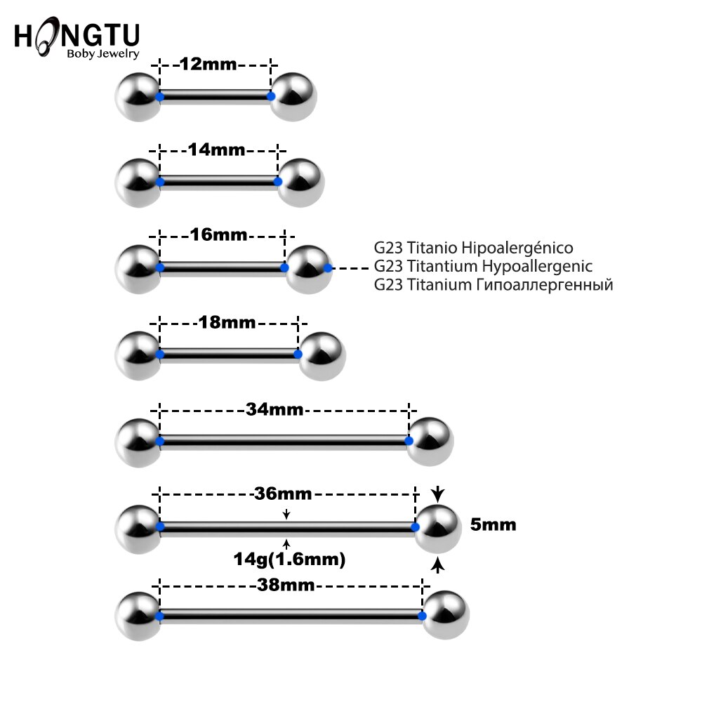 HONGTU 1PC G23 Titan Körper durchbohren Schmuck Punk Hufeisen Septum durchbohren Nase Lippe Ring Ohr Smiley Bar BCR Rund Hantel