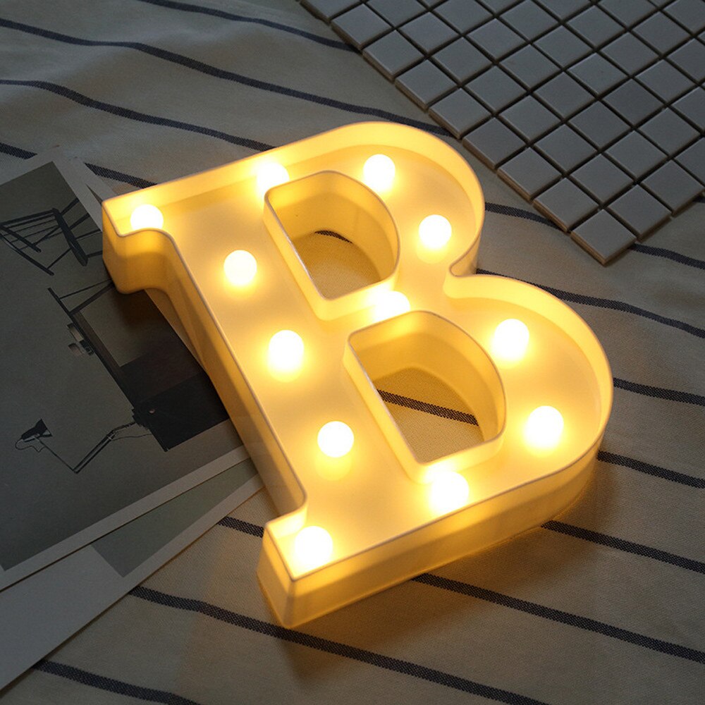 Soft warm glow wall hung or free standing Alphabet Letter Lights LED Light Up White Plastic Letters Standing Hanging A-M &: B