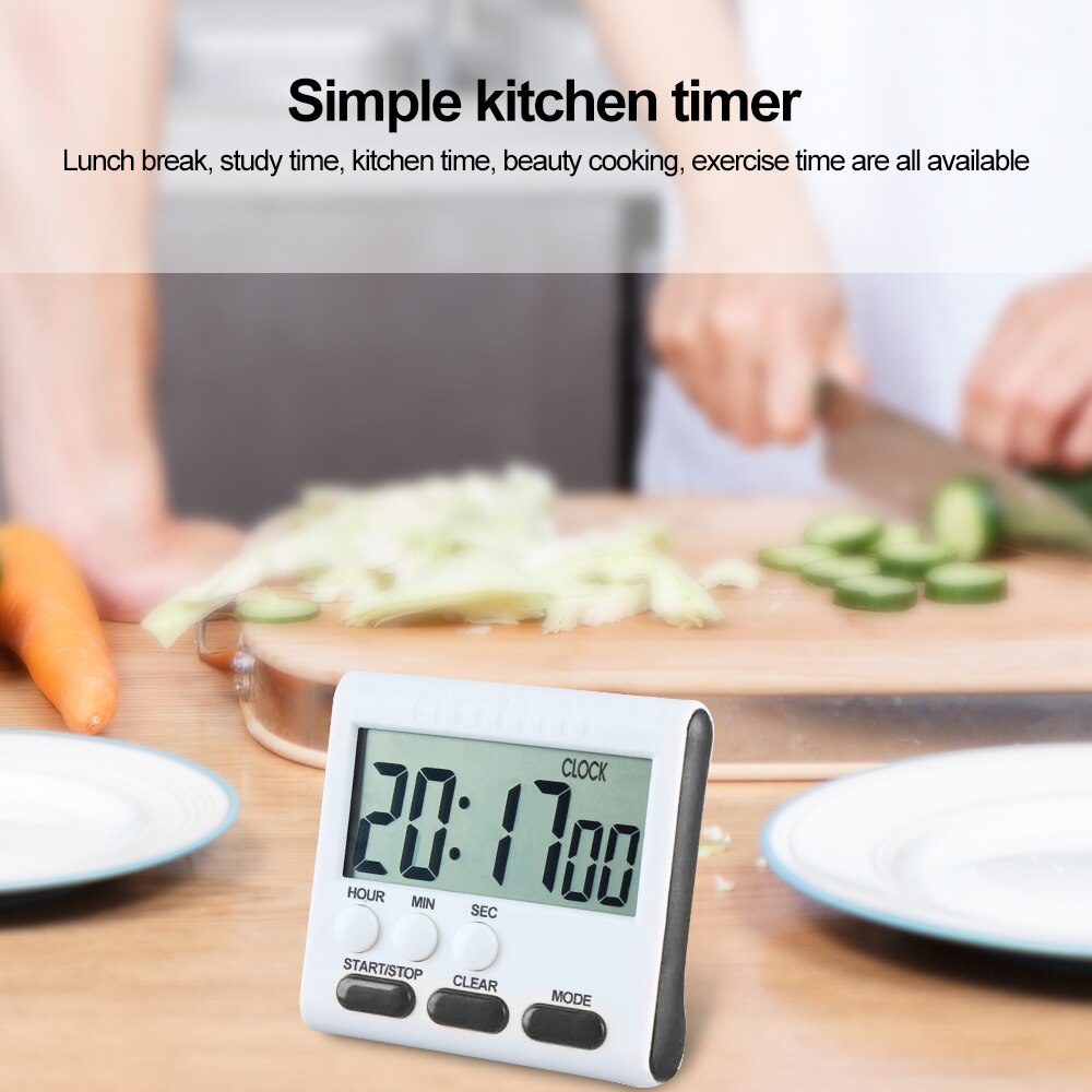 1pcs Magnetic Large LCD Digital Kitchen Timer With Loud Alarm Count Up& Down Clock To 24 Hours Kitchen Timing Tools
