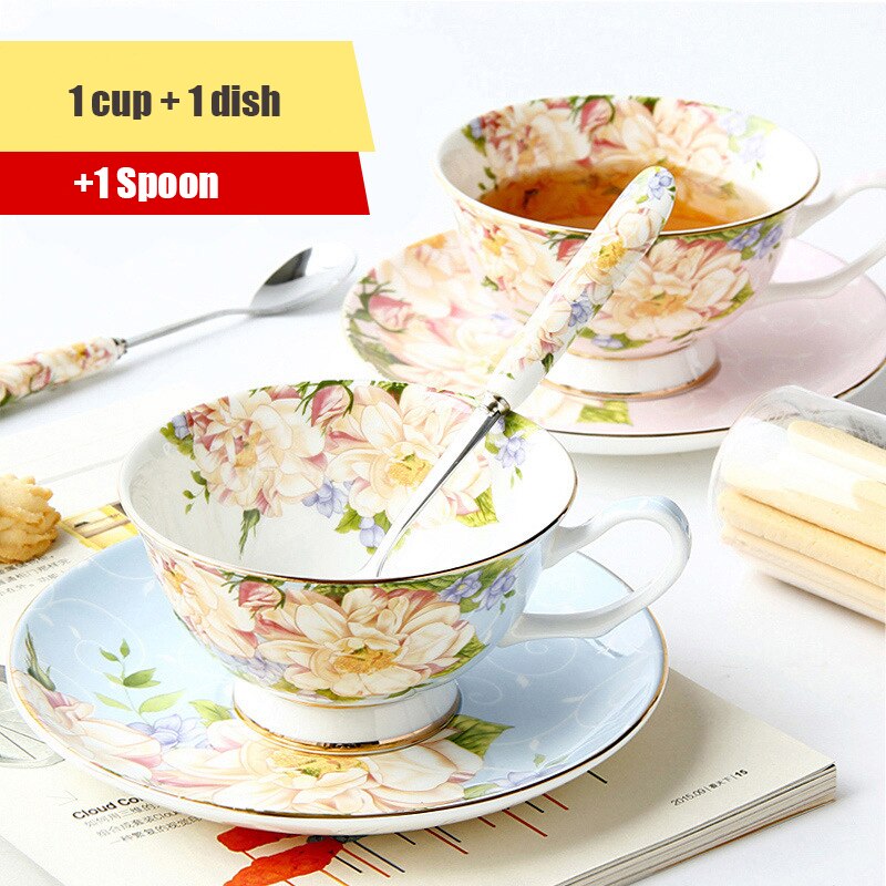 British Flower Pattern Afternoon Tea Cup Set Luxury Bone China Coffee Cup Europe Porcelain Ceramic Mug Cafe Party Drinkware