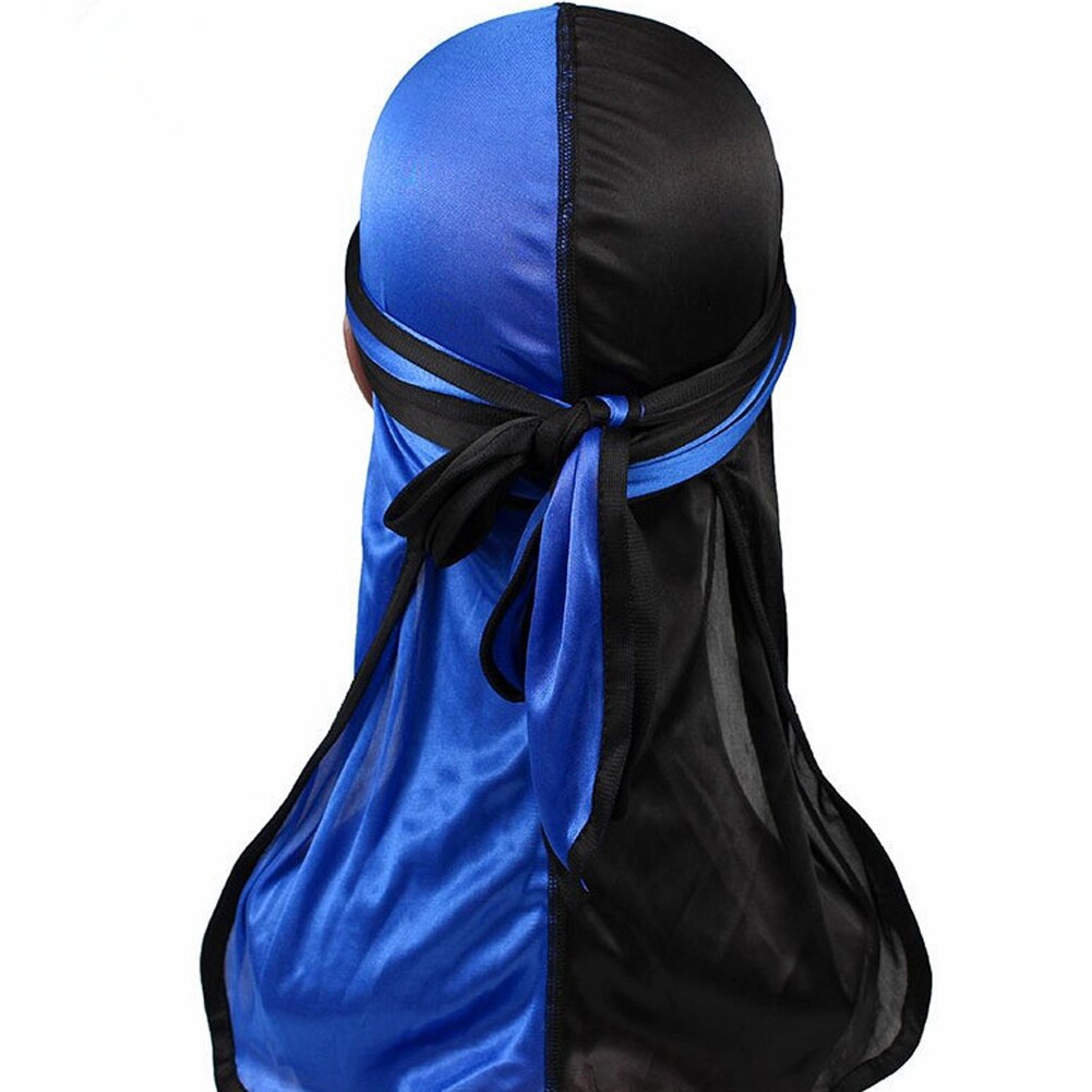 Zijdeachtig Satijn Tulband Unisex Lange Staart Durag Bandana Mode Patchwork Piraat Hoed Mannen Hoofd Sjaal India Hoed Haaraccessoires