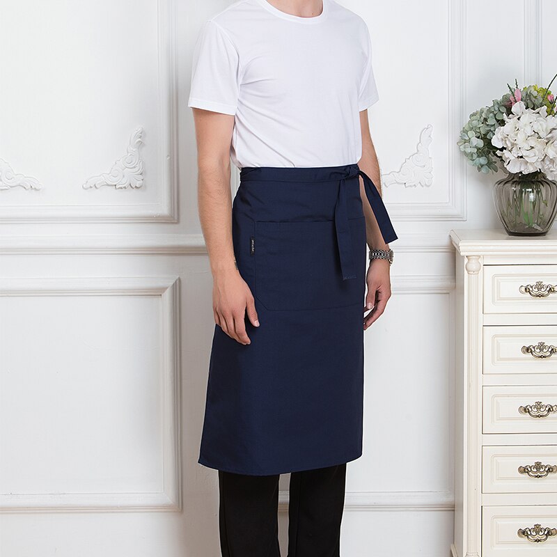 Delantal de cocina de medio cuerpo para hombre y mujer, para restaurante, Chef, camarero, cocina corta, cafetería, tienda, panadería: Marrón
