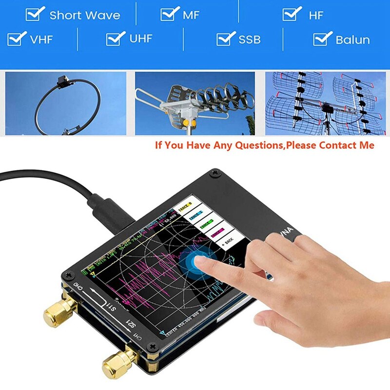 Nanovna Vector Network Analyzer,50Khz-1.5Ghz 2.8Inch LCD Digital Display Touching Screen Shortwave MF HF VHF Analyzer
