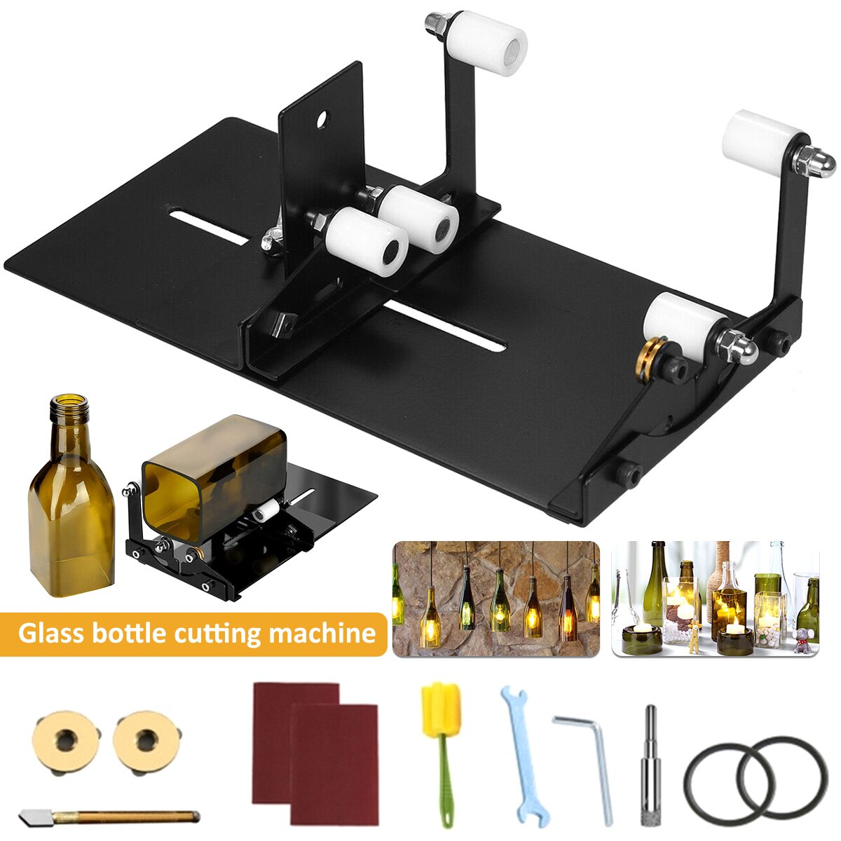 Kit de coupe de bouteille en verre réglable, Machine de découpe de bouteilles en verre rond et carré en acier inoxydable, ensemble pour vin, liqueur, whisky, alcool