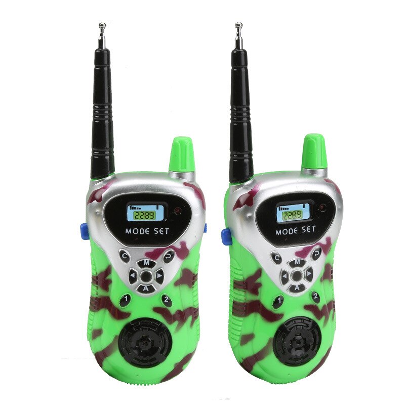 2 stk elektrisk walkie-talki langtrækkende trådløs samtale børn leger huslegetøj elektronisk interphone fødselsdag til barn: Grøn