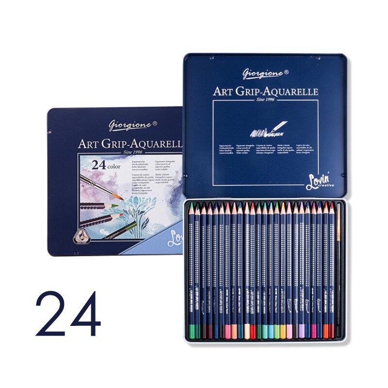 12/24/36/48/72 colors Water-soluble color pencil set thick triangle log drawing children Artist Paint Sketching Art Supplies: 24colors