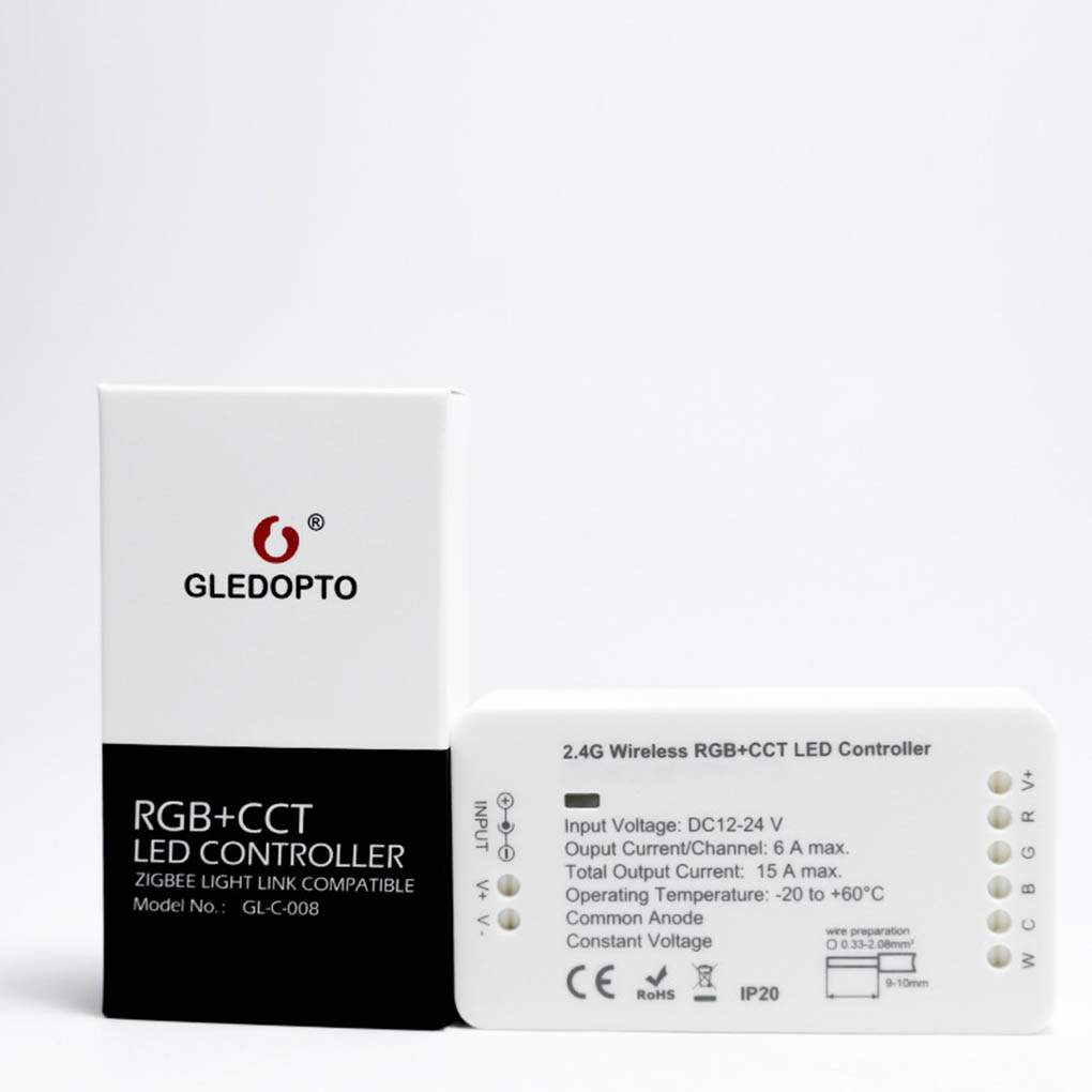 ZIGBEE 2.4G Wireless RGBW+CCT LED Controller 12V-24V APP Voice Control LED Strip Lights Smart Dimmer