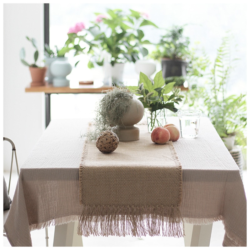 Jute matta område mattor macrame bord löpare bord tyg dekoration matta med tofsar badroom golvmattor nordisk chic rumsinredning