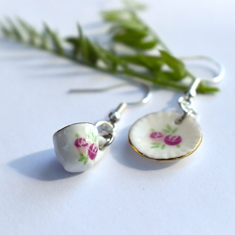 verrückt Tee Party Tasse &Ampere; Untertasse Ohrringe Valentines Mütter Schild frauen Besteck Ohrringe Neue: 2