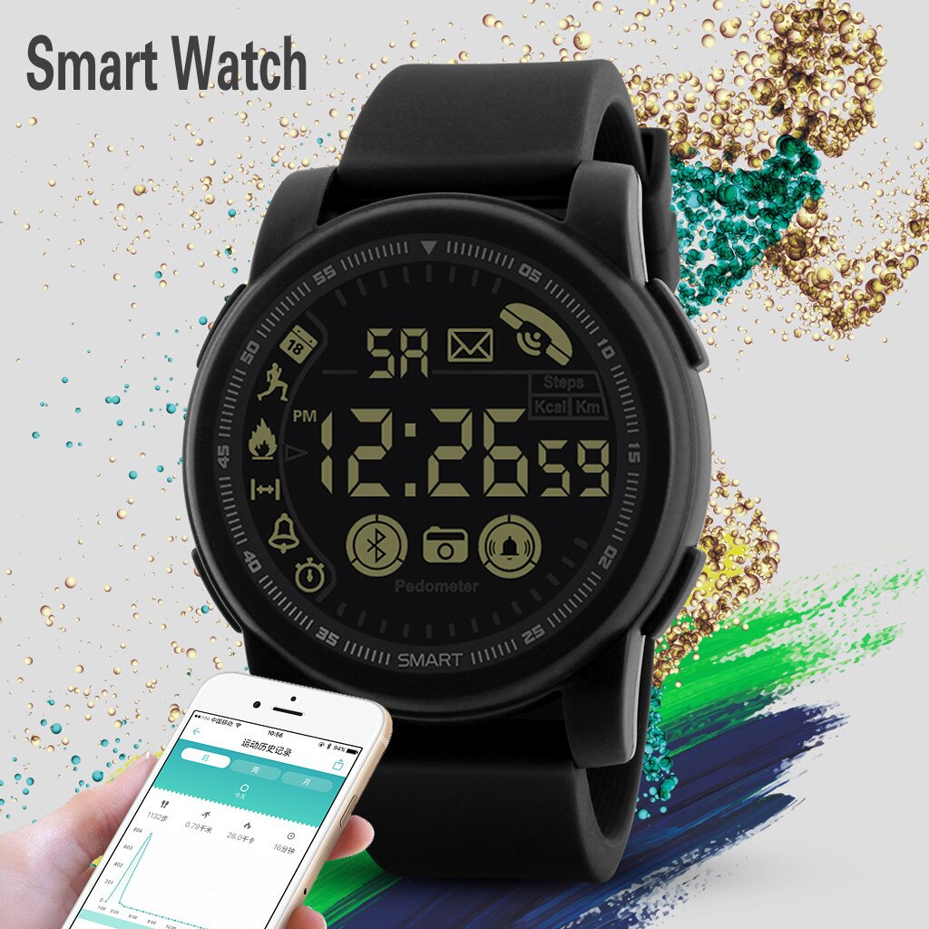 50M Waterdichte Bluetooth Smart Watch Remote Camera Multifunctionele Mannen Vrouwen Smart Watch Fitness Tracker Sport Elektronische Horloges