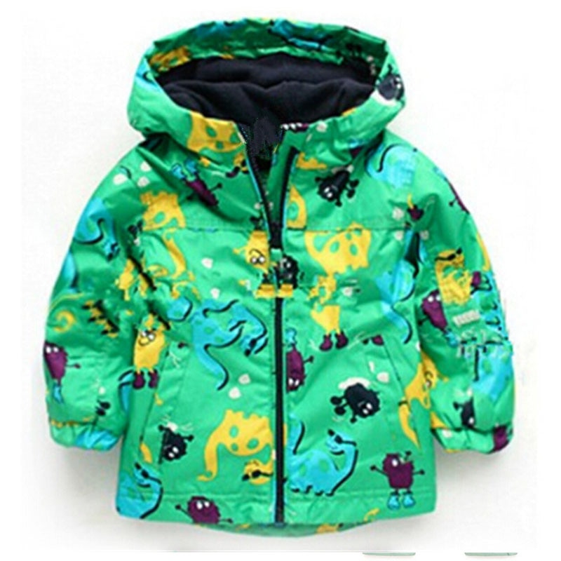 Children Autumn Winter Outerwear Clothing Boys Dinosaur Hooded Rainsuit Rain Jacket Baby Kids Sports Outing Coats Infant Wearing