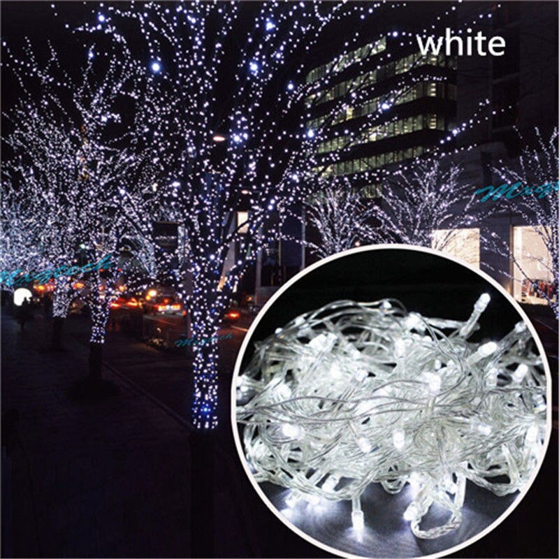 20M Waterproof 110V/220V 200 LED String lights for Christmas Festival Party Fairy Colorful Xmas Decor LED String Lights: White / US Plug 110V