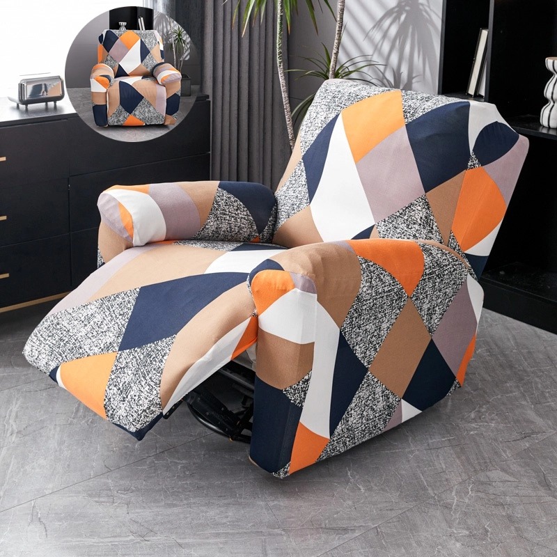Överdrag till fåtölj med 1pc stretchgeometri, delat och avslappnande soffa, 1- sits, allt-inklusive sofföverdrag för vardagsrum
