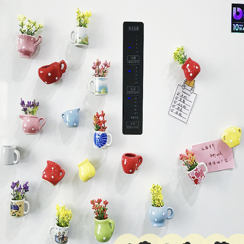 Mini aimant de de Vase en céramique, ensemble d'aimants de réfrigérateur, aimant de réfrigérateur DIY pour fleurs, décorations de réfrigérateur