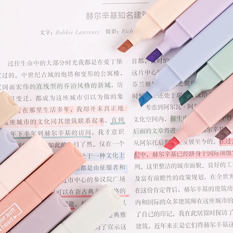 Juego de rotuladores resaltadores Pastel, marcadores resaltadores Kawaii de Color Morandi, bolígrafos bonitos, papelería coreana para útiles escolares