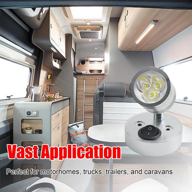 12V Reading Light 12V 3W RV Spotlight LED Reading Light RV Reading Lamps Bedside Lamp Light Fixtures Indoor Lighting For RV Boat