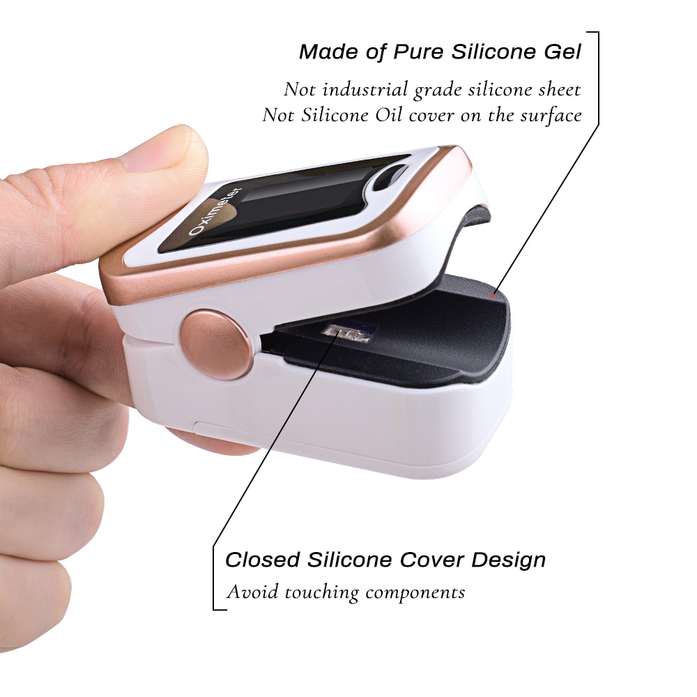 Fingerspids puls oximeter finger de pulso dedo hjemme puls oxymeter pulsioximetro med engelsk og portugisisk sprog oled