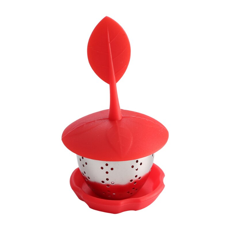 Keuken Gadgets Thee-ei Siliconen Herbruikbare Food Grade Theezeefje 1Pcs Thee Accessoires Blad Vormige: Rood