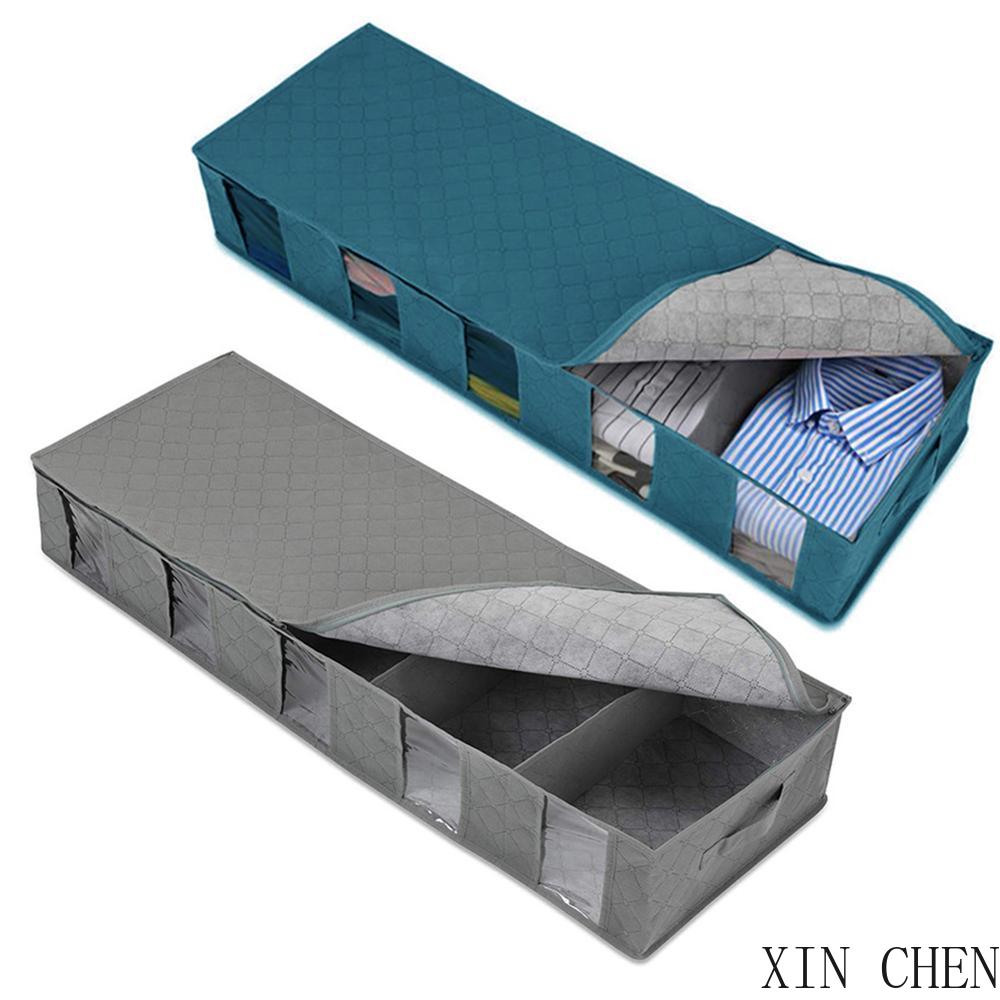 Thick Breathable Underbed Clothes Storage Bags Zippered Organizer Foldable Under Bed Bags, Pack Large Under Bed Storage Boxes