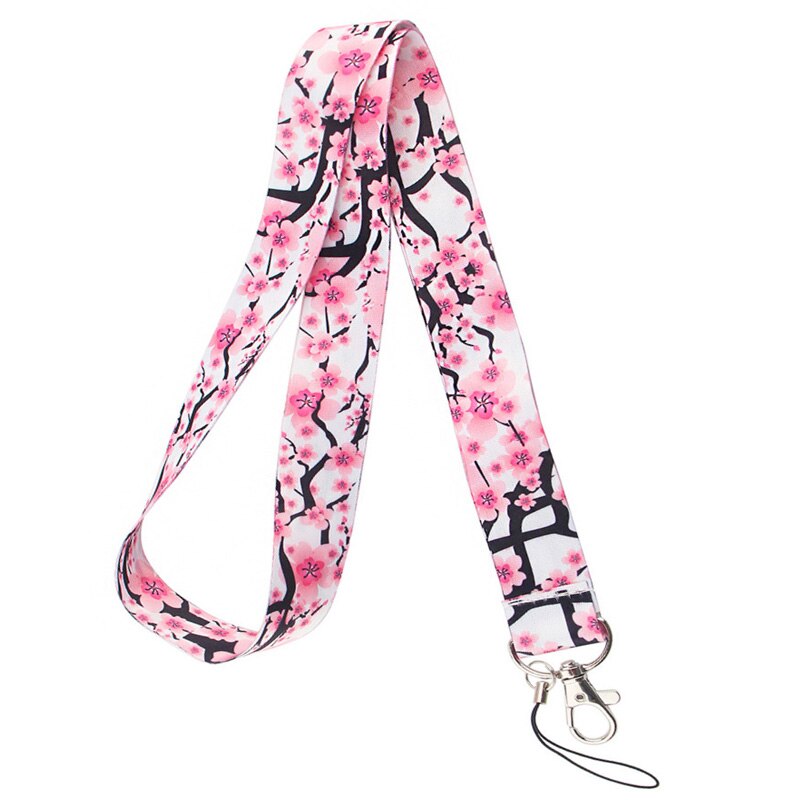 Correa para llavero con de flores rosas, cordón para llaves, tarjeta de identificación, soporte para llave, collar, accesorios de cinta
