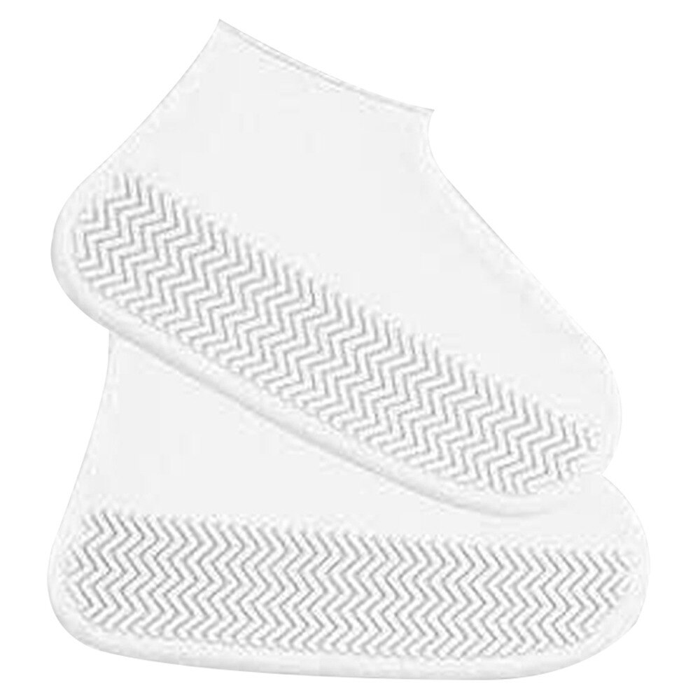 1 Paar Regenhoes Voor Schoenen Tuin Waterdichte Siliconen Schoen Cover S/M/L Rubber Anti Slip Regen boot Overschoenen Herbruikbare Schoen Covers: S White