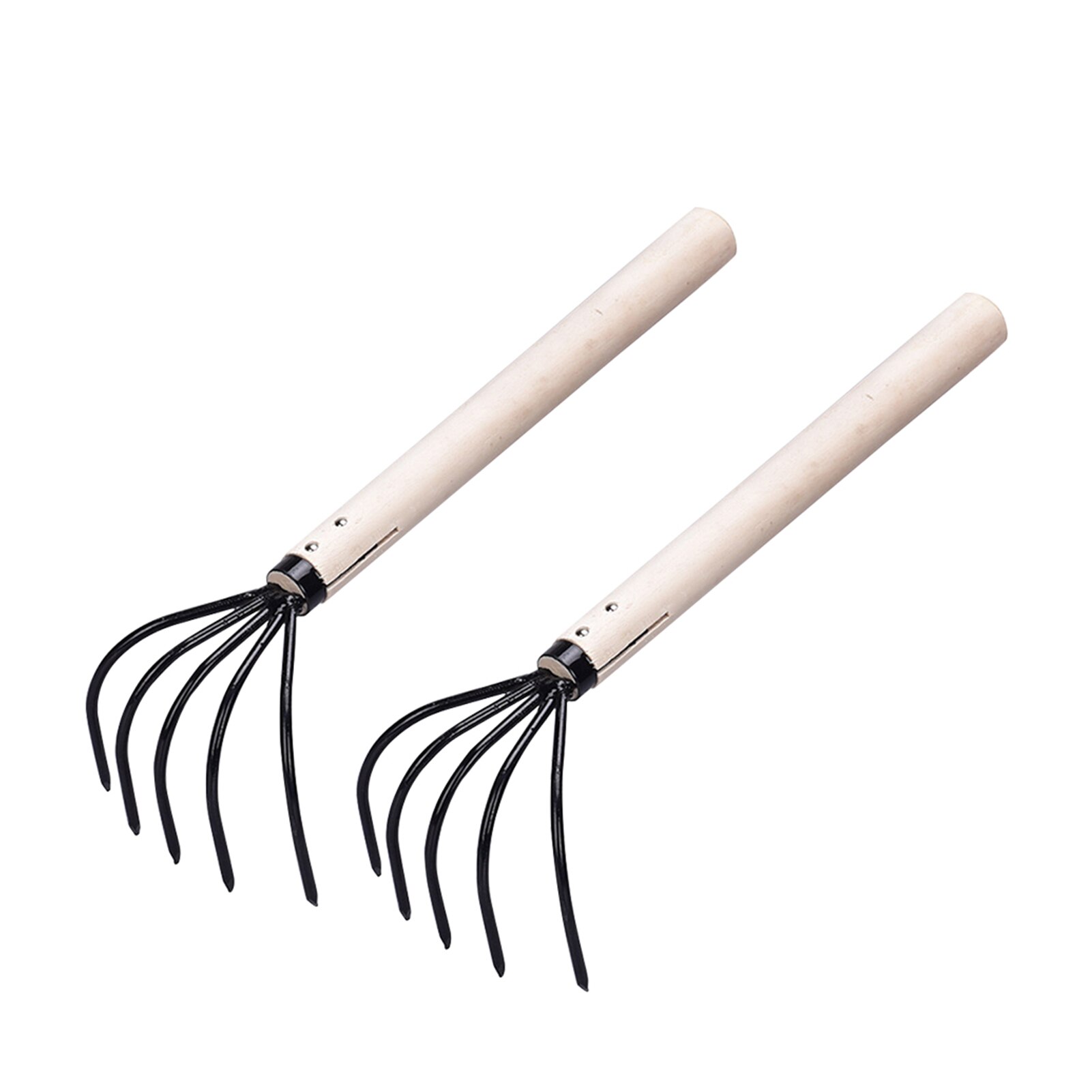 2 stücke Jäzehn Boden Rasen Lösen Sammeln Blätter Garten Werkzeug 5 Tine Klaue Rechen Rost Beständig Mit Holzgriff Hand grubber