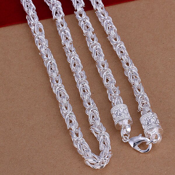 Top Silver Plated & Stamped S925 5 Mm/20 Inch Dragon Head Link Chains Kettingen mannen Fijne Jewerly Ketting