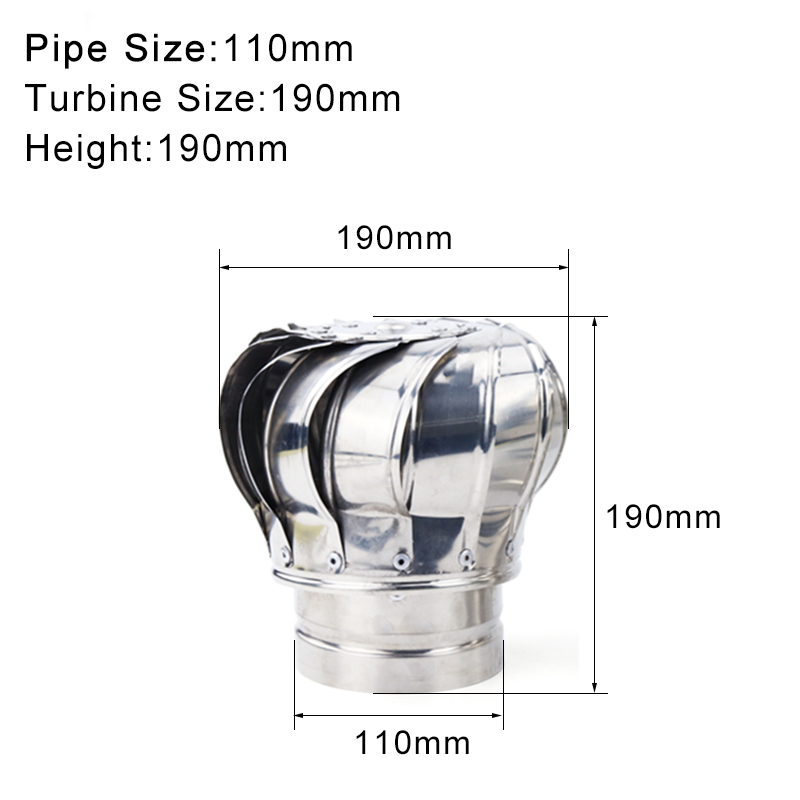 Ventilador de telhado de aço inoxidável, turbinas eólicas, ventilação de ar, sótão, 110mm, pipefit, ventilador de telhado: Default Title