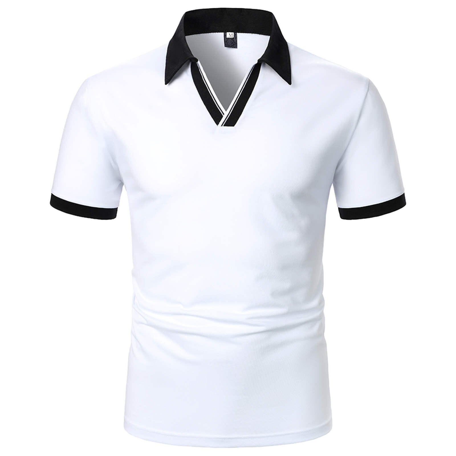 Men Polo Shirt Mens White Polo Shirts Camisa Men Casual Shirt Lapel Homme Business Spring Summer For Men Clothing: S