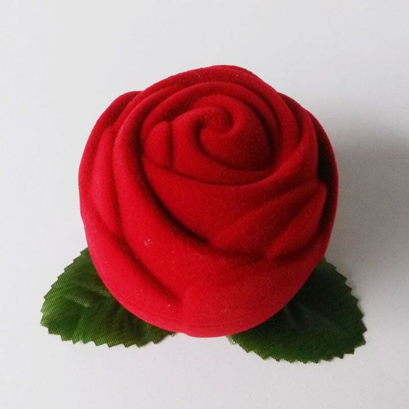 1 stk rød fløjl rose engagement bryllupskasse uden stilk opbevaringsetui passer til øreringe ring smykker bryllupskort kasser: Default Title