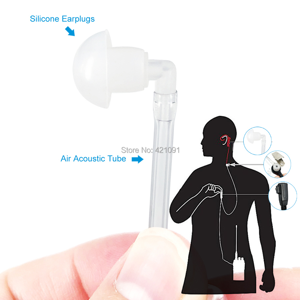 Motorola Air Acoustic Tube Earpiece Headset Mic for Motorola GP328 GP338 GP340 GP380 PRO5450 PRO5150 Walkie Talkie Two Way Radio
