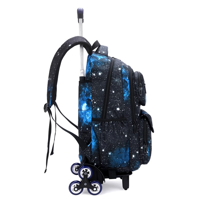 Kinder Trolley Schulranzen Raum Starry Sky Gedruckt Abnehmbarer Jungen Roll Rucksäcke Kinder Gepäck Rädern Taschen Bare Bookbag
