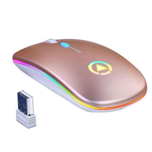 Rechargeable Wireless Mouse Computer Silent Colorful LED Mice Optical Ergonomic Gaming Mouse For Home Office PC Laptop: Rose Gold