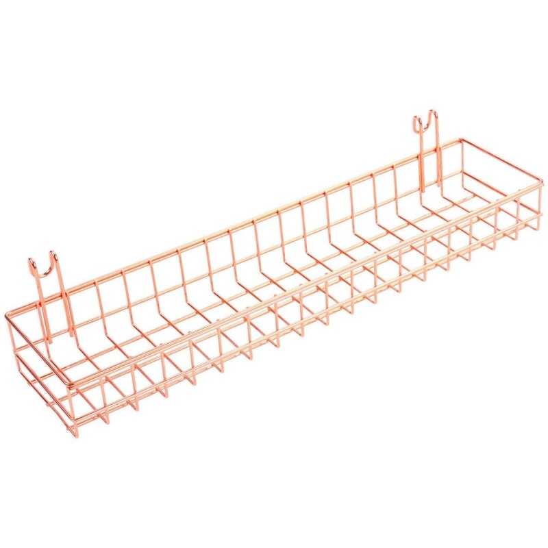Rose Gold Grid Wall Basket Wire Wall Shelf for Grid Panel Easy Hanging Tray for Cute Things on Your Grid Wall Storage Display: Default Title