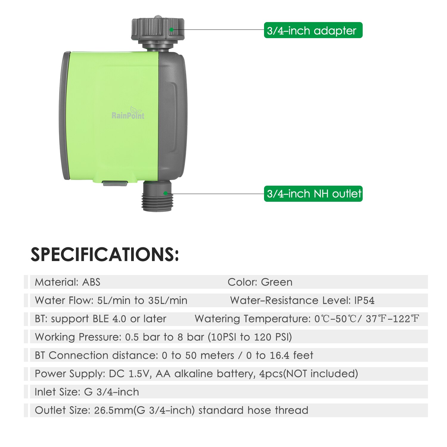 Programmable BT WiFi Water Timer Hose Faucet Timer Automatic Watering Sprinkler System Irrigation Controller for Garden Plants: NH Thread