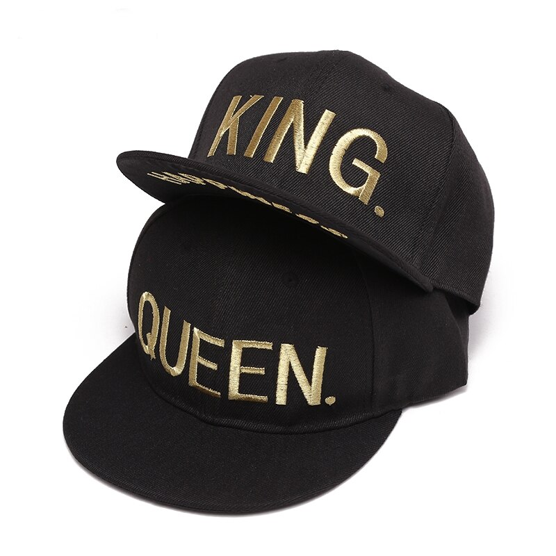 Voron king queen guld bogstaver broderi snapback hatte flad regning trucker hatte akryl mænd kvinder til ham hende