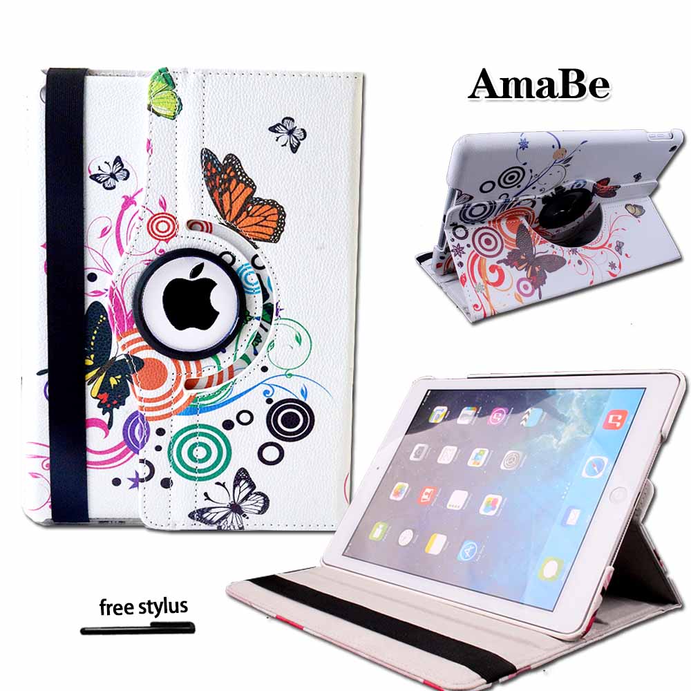 Carcasa Multicolor para Apple IPad 2/3/4 resistencia a la caída de 360 grados cuero abatible inteligente dormir Auto despierto cubierta: white butterfly