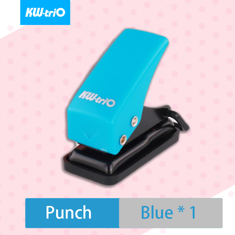 KW-triO Mini Single Hole Punch Plastic Notebook Hole Puncher Portable Planner Circular Punch Scrapbook Perforating Cutter Pliers: Blue Punch