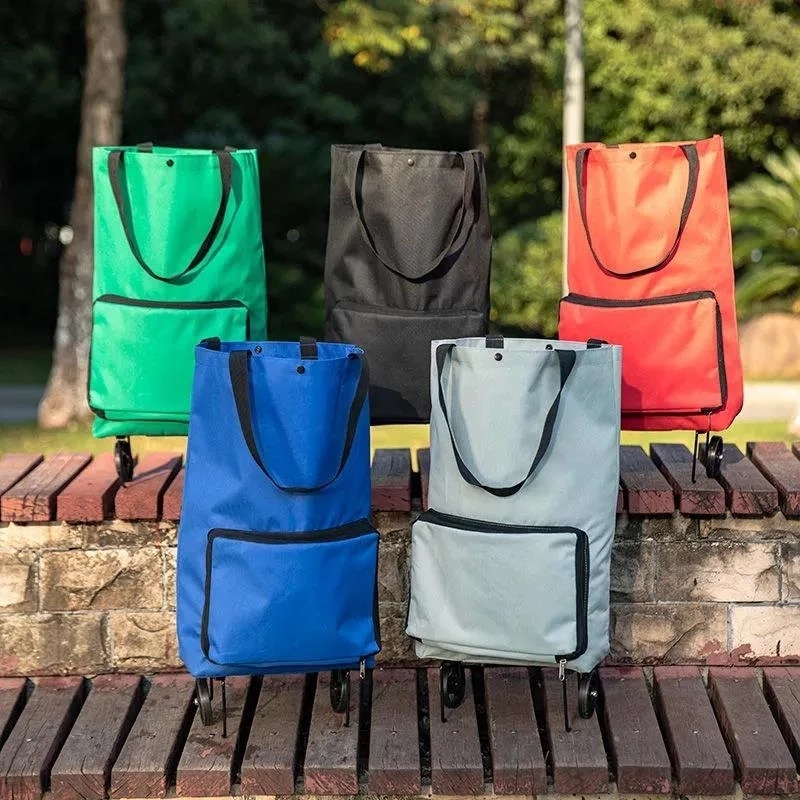 Folding Shopping Bag On Wheels Bag Food Shopping Organizer Trolley Bag Fruit Vegetables Shopping Cart Organizer Portable Bag
