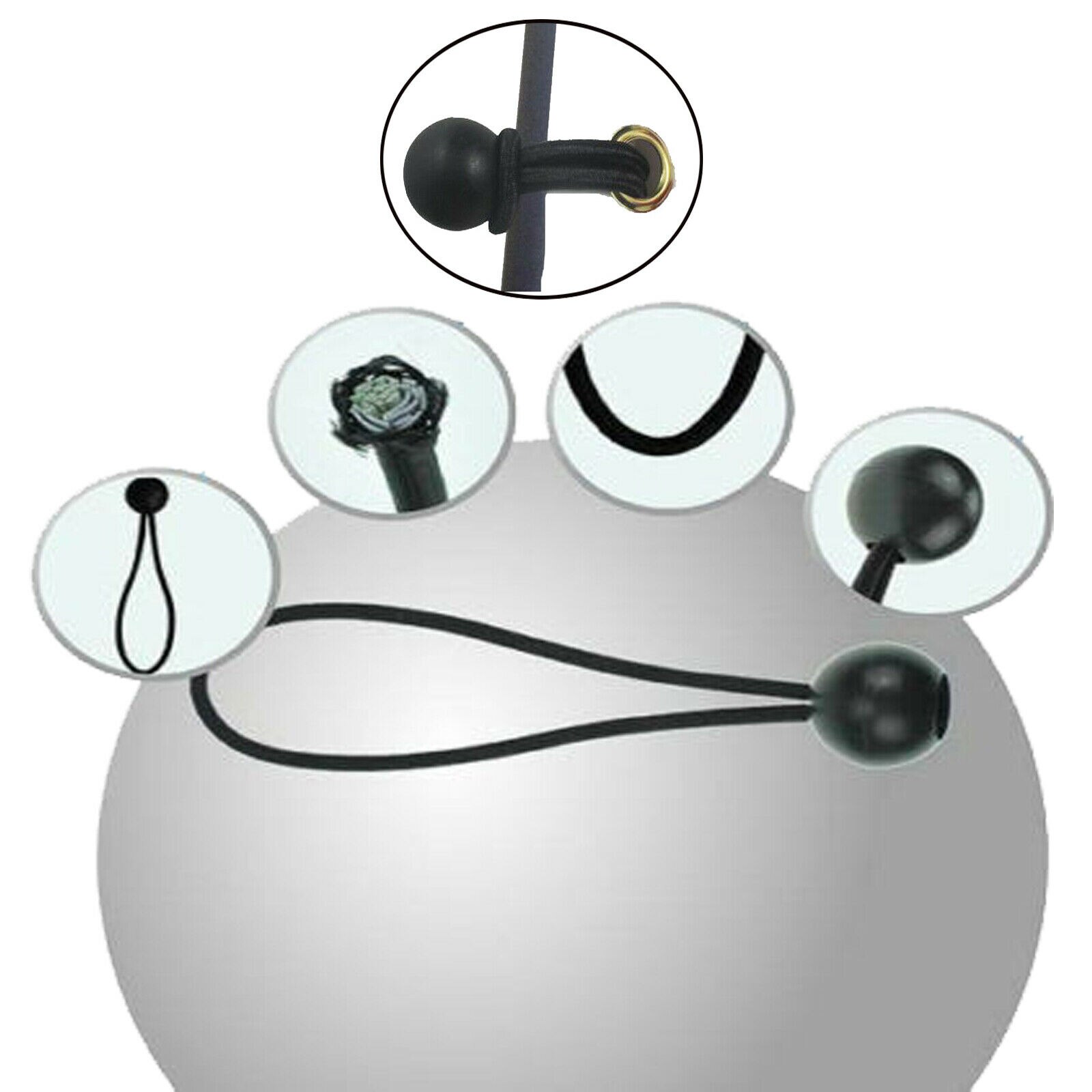 10Pcs Strong Bungee Cord Ball Strong Tie Down Straps Canopy Tent Tarp Boating 6"